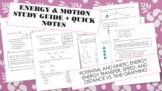 Energy & Motion Study Guide - PE, KE, Energy Transfer, Spe