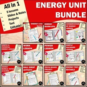 Preview of Energy & Simple Machines UNIT Bundle - Notes, PowerPoint, Activities - NGSS