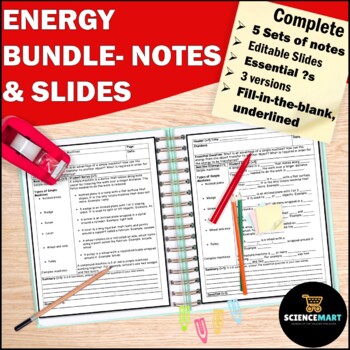 Preview of Energy PowerPoint Slides, Notes & Exam | Physical Science Printable Notebook