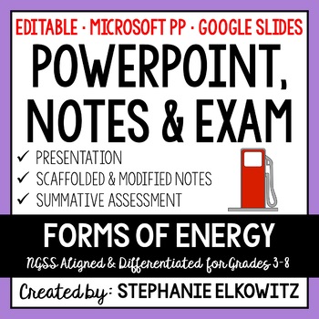 Preview of Forms of Energy PowerPoint, Notes & Exam - Google Slides