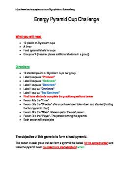 Energy Pyramid Game Challenge By Student Success Strategies Tpt