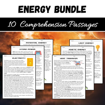 Preview of Energy Reading Comprehension BUNDLE - Printable PDF