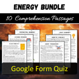 Energy Reading Comprehension Digital BUNDLE - Google Form Quiz