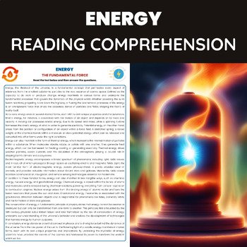 Preview of Energy Reading Comprehension Passage for Physics Basic Principles