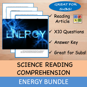 Preview of Energy - Reading Comprehension with Answers - BUNDLE