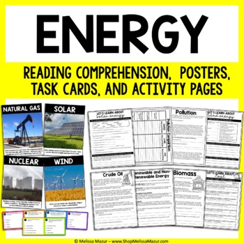 Preview of Energy - Renewable and Nonrenewable - Reading Comprehension Passages Worksheets