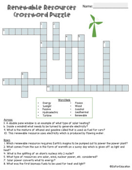 Energy Resources Fossil Fuels Crossword Puzzle: DIGITAL (Free) TpT