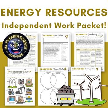 Preview of Energy Resources- Fossil Fuels and Alternative Energy Independent Work Packet