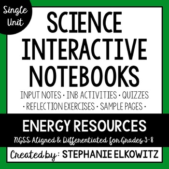 Preview of Energy Resources Interactive Notebook Unit | Editable Notes