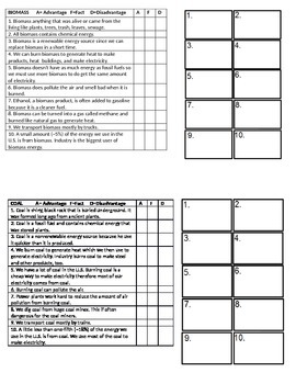 Preview of Energy Resources- Non-Renewable / Renewable Statement Cards