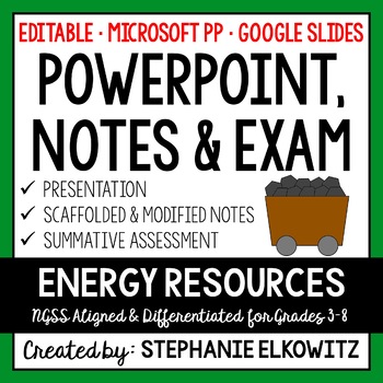 Preview of Energy Resources PowerPoint, Notes & Exam - Google Slides