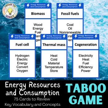 Preview of Energy Resources and Consumption "Taboo" Vocabulary Review Game