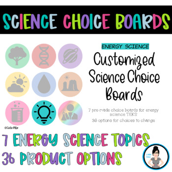 Preview of Energy Science Choice Boards - Customize!