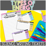 Energy Science Exit Tickets or Science Writing Prompts