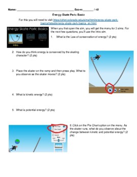 Preview of Energy Skate Park BASIC sim for Law of Conservation of Energy PhEt