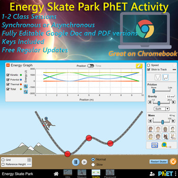 Preview of Energy Skate Park PhET Sim ; EDITABLE, *Key Included* w/ old pdfs *UPDATED 2022*