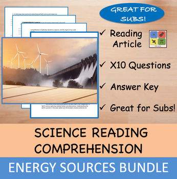 Preview of Energy Sources - Reading Comprehension Articles & Questions - BUNDLE