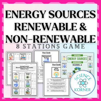 Preview of Energy Sources (Renewable & Non-Renewable) Stations Game | Energy Sources