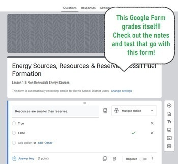 Preview of Energy Sources, Resources & Reserves, Fossil-Fuel formation: worksheet: Form