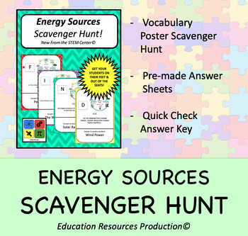 Preview of Energy Sources - Scavenger Hunt Activity