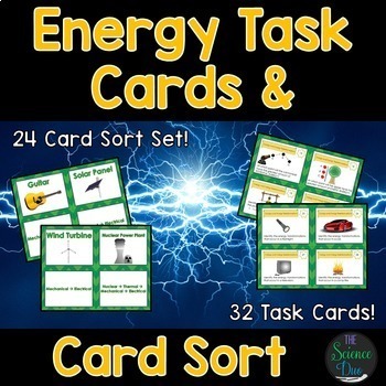 Preview of Energy Task Cards and Card Sort Bundle