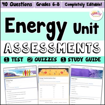 Preview of Energy Test Quiz Study Guide Kinetic and Potential Thermal Energy Heat