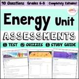 Energy Test Quiz Study Guide Kinetic and Potential Thermal