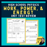 Energy Test Review HS Physics - Editable PPT & PDF Unit Te