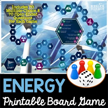 Preview of Energy Themed Board Game - Pre-Written & Editable Cards
