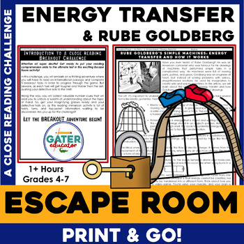 Preview of Energy Transfer Escape Room | Rube Goldberg Reading Comprehension Questions
