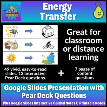 Preview of Energy Transfer Google Slides with Pear Deck and Guided Notes 