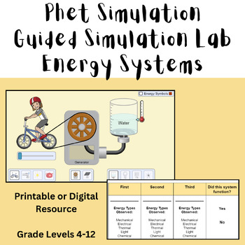 Preview of Energy Transfer and Systems - Phet Simulation Guided Lab - Worksheet Activity