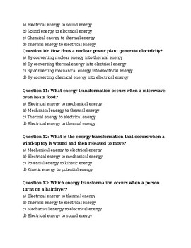 Energy Transformation Practice Test by Alexandra Vandenberg | TPT