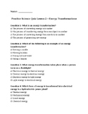 Energy Transformation Practice Test