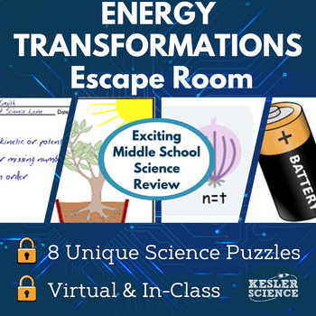 Preview of Energy Transformations Escape Room - 6th 7th 8th Grade Science Review Activity