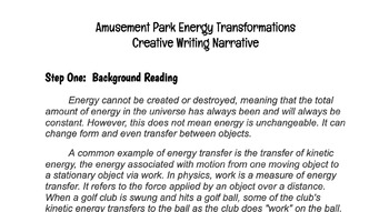 Preview of Energy Transformations -Narrative Writing