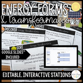Energy Transformations Stations Activities - Editable and 