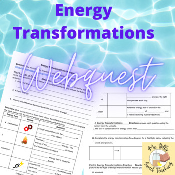Preview of Energy Transformations Webquest Activity