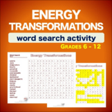 Energy Transformations * WordSearch * Vocabulary* Warm Up 