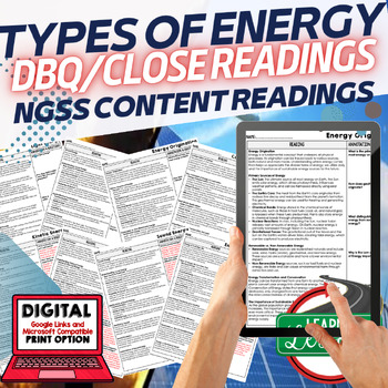 Preview of Energy Types Science Reading Comprehension Passages and Questions Google Print