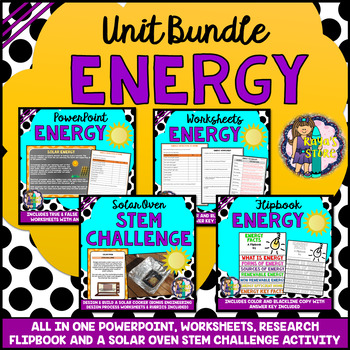 Preview of Energy Unit Bundle (PowerPoint, Worksheets, Flipbook, STEM Activity)