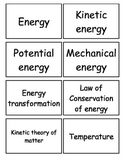 Energy Unit Flash Cards, Middle school Science, 6-8 Science