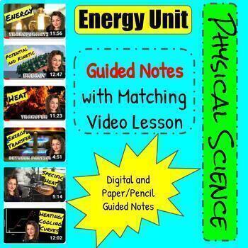 Preview of Energy Unit Guided Notes with Video Lessons Portfolio