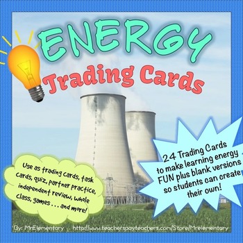 Preview of Energy Vocabulary Trading Cards
