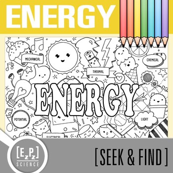 Preview of Energy Vocabulary Search Activity | Seek and Find Science Doodle
