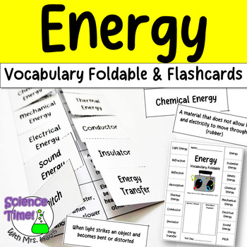 Preview of Energy Vocabulary Study Foldable and Mini Flashcards