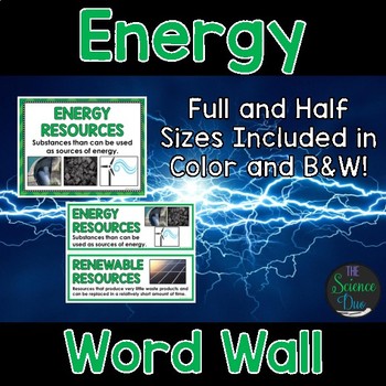 Preview of Energy Word Wall