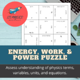 Energy, Work, & Power Puzzle Activity for High School Physics