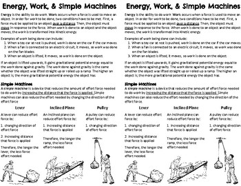 Preview of Energy, Work, and Simple Machines