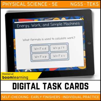 Preview of Energy, Work, and Simple Machines Digital Task Cards Boom Cards